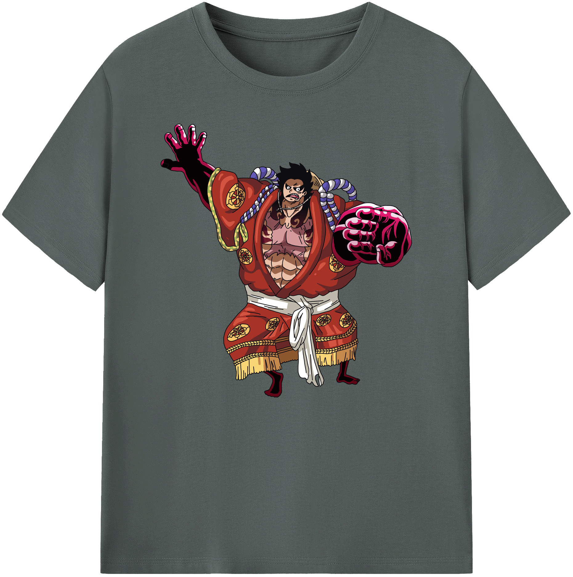 ワンピース モンキー・D・ルフィ ONE PIECE Monkey D. Luffy 綿100％ メンズ半袖Tシャツ｜肌触りやわらか＆通気性